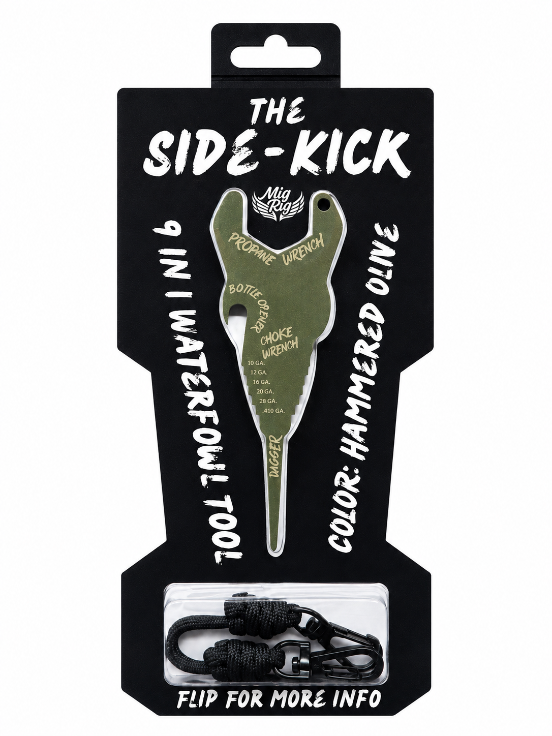 "Side-Kick" Lanyard Multi-tool Hammered Olive - MIGRIG