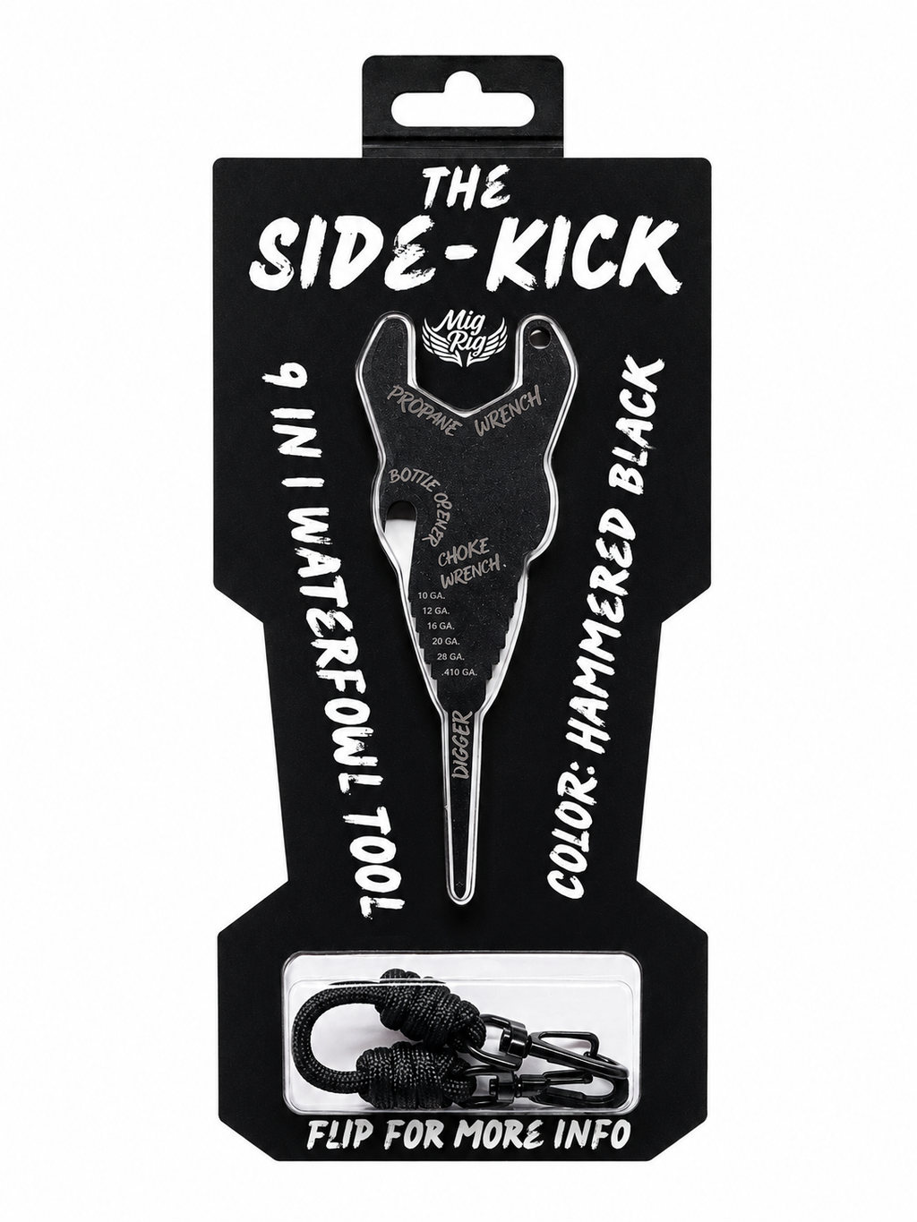 "Side-Kick" Lanyard Multi-tool Hammered Black - MIGRIG